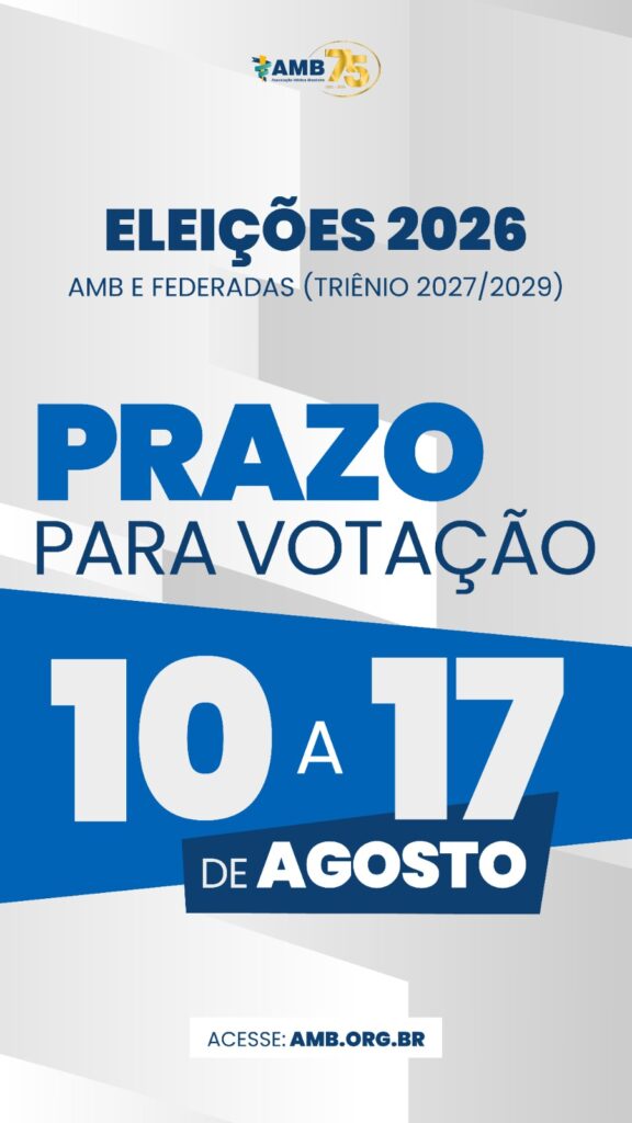Eleições AMB/Ames 2026: Votação online para o triênio 2027/2029 começa nesta segunda (10)